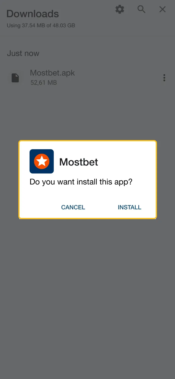 Tap download to save Chicken Road APK from Mostbet.