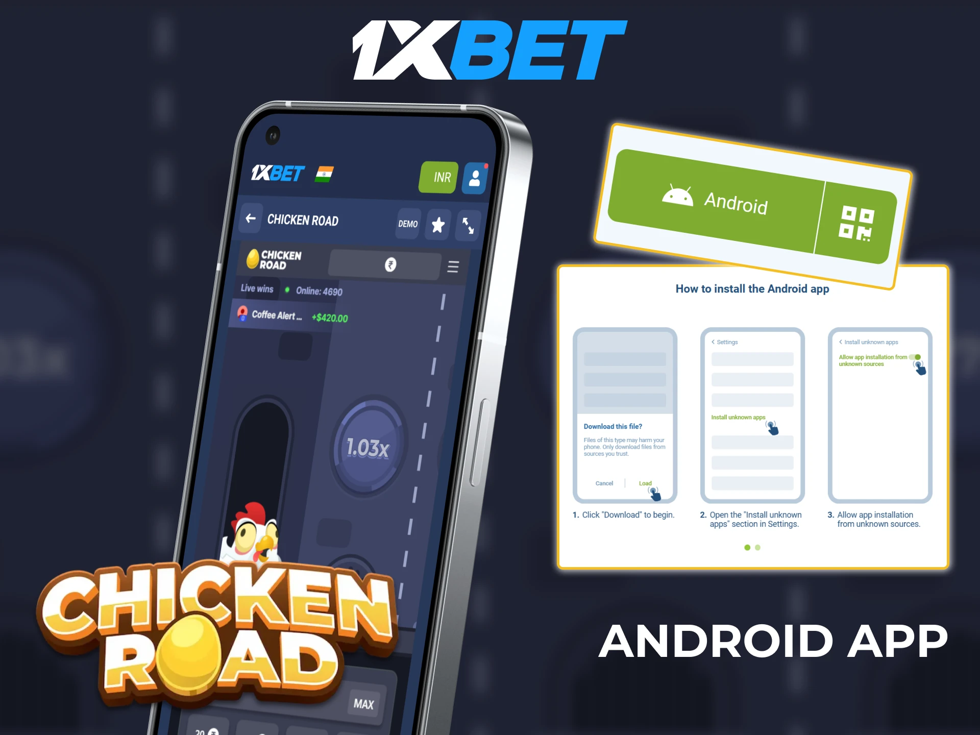 Download the 1xbet app to Chicken Road.