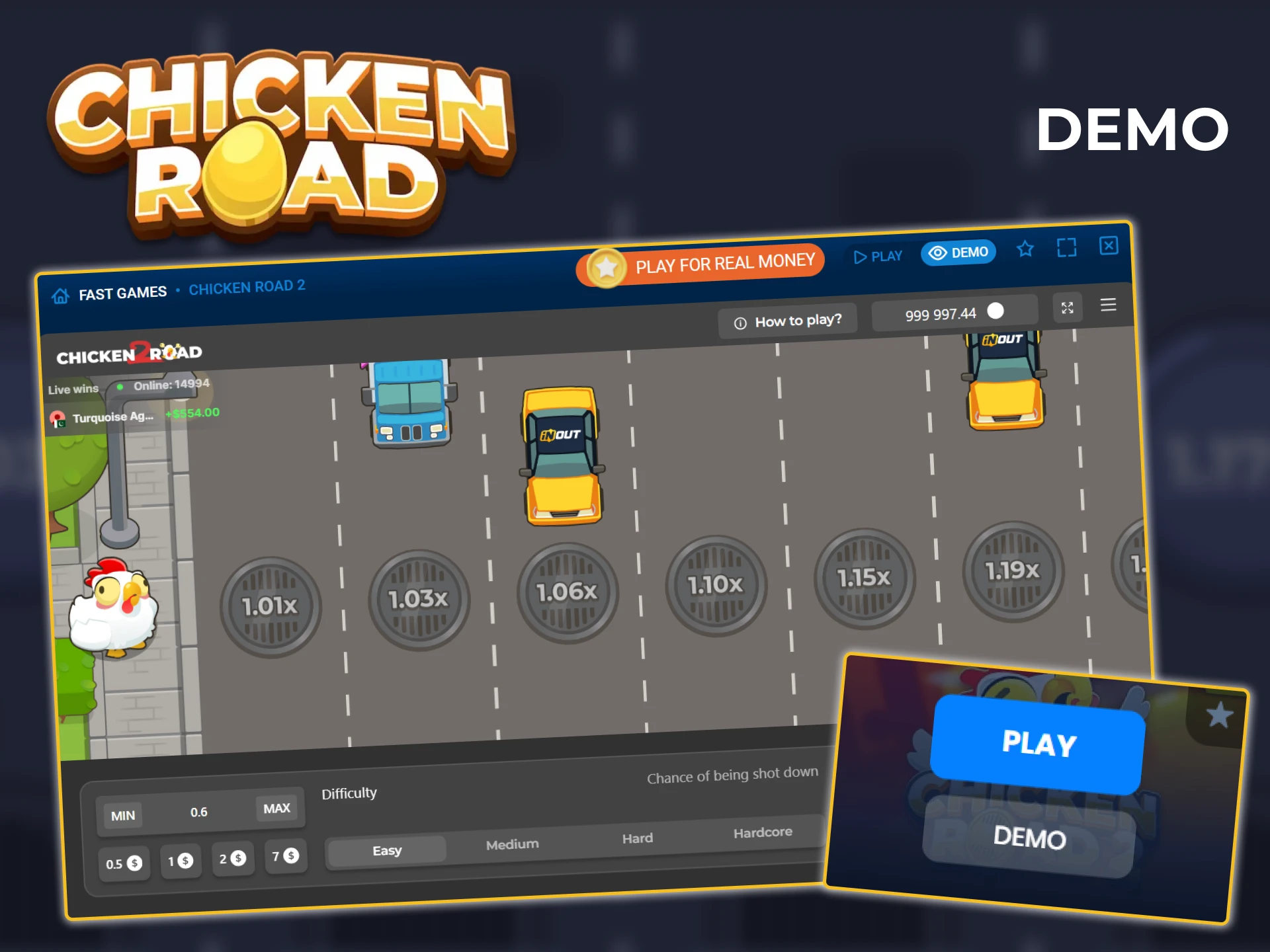 Try out the unique Chicken Road 2 Game in Demo.